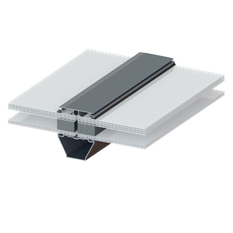 LAMILUX Lichtband B mit Energieeffizienzverglasung PC10 + PC6 + Thermal Composite 16 im technischen Querschnitt