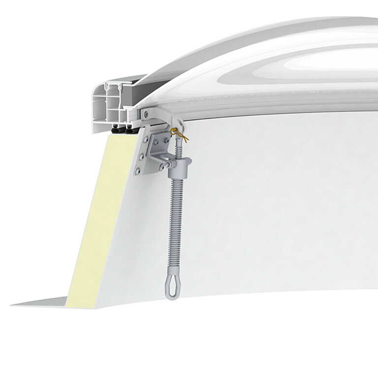 LAMILUX Lichtkuppel F100 rund mit Handspindel zur manuellen Öffnung im Detail