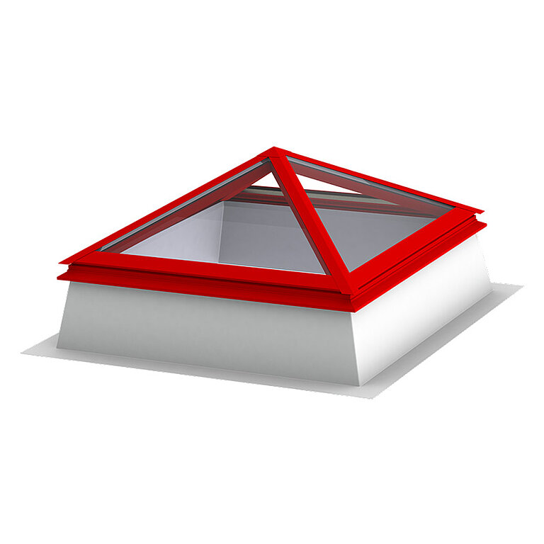 LAMILUX Flachdach Fenster FE Pyramide / Walm mit pyramidenförmiger Verglasung und gedämmtem Aufsatzrahmen zur architektonischen Tageslichtlösung auf dem Flachdach