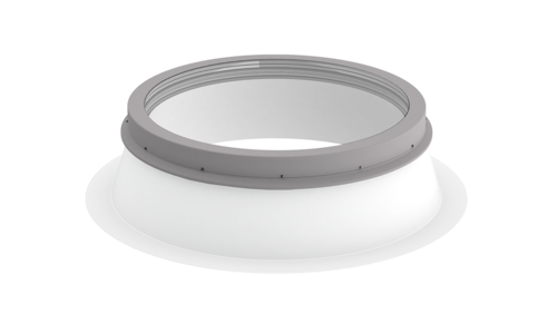 Produktdarstellung vom LAMILUX Flachdach Fenster rund mit Glasabdeckung und Aufsatzkranz