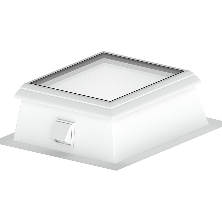 Kleinraumlüfter am Flachdachfenster, Außenansicht