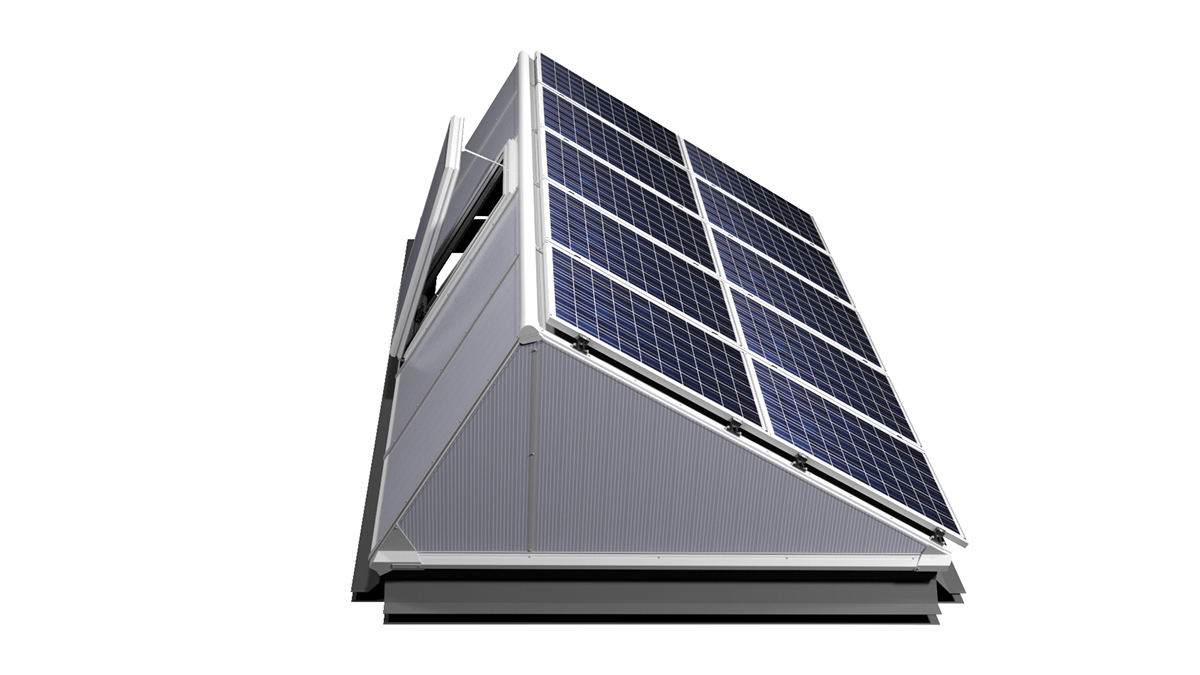 Klappensystem für RWA und Lüftung inklusive Photovoltaik